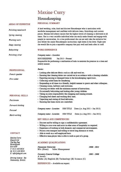 housekeeping resume cleaning sample templates job description