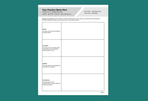 give dbt skill worksheet