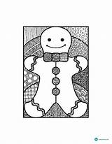 Zendoodle Gingerbread Shapes Blank sketch template