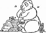 Honey Coloring Bear Pages Weasel Peeking Jar Pooh Winnie Holding Flowers sketch template