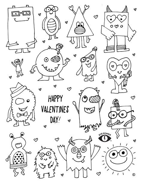 valentines coloring page printable eye power kids wear