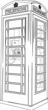 Telephone Box Booth Drawing Line Londres Coloriage Cabine London Téléphonique Anglaise Outline Drawings Coloring Dessin Phone Telephonique Colorier English Pages sketch template