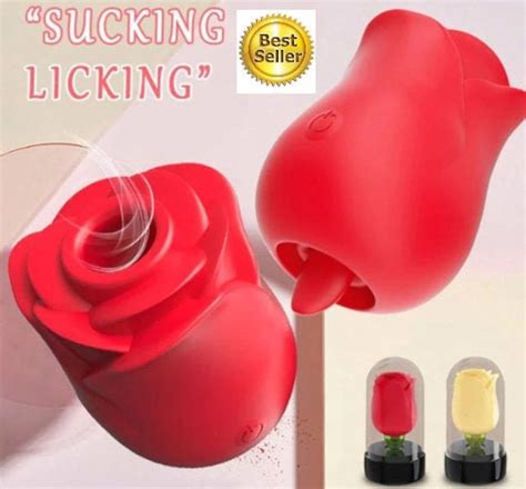 Rose Vibrator Toy Women 2in1 Sunction Tongue Lick Vibrating Etsy