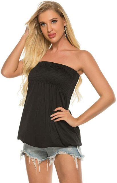 womens holiday strapless pleated tube top shirt halter twisted tank top