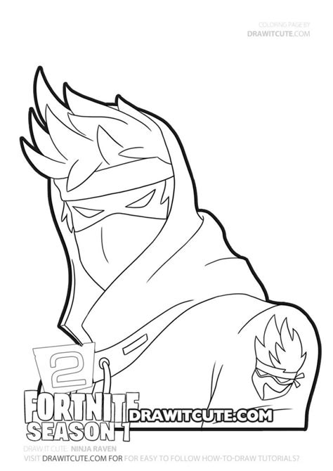 ninja raven fortnite chapter  coloring page draw  cute