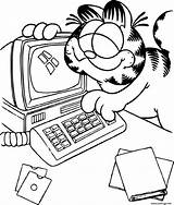 Ordinateur Coloriage Garfield Utilise sketch template