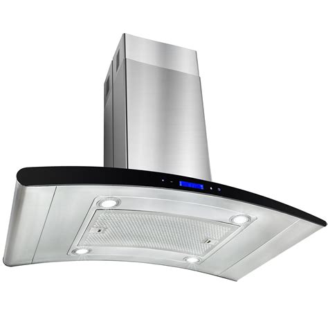 akdy  europe exhaust stainless steel island mount range hood vent stove touch control panel