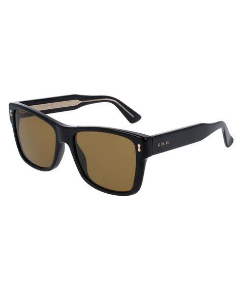 gucci men s runway acetate rectangular sunglasses in black for men lyst