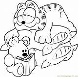 Garfield Coloring Sleeping Pages Cushion Coloringpages101 sketch template