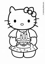 Coloring Kitty Hello Birthday Happy Pages Popular sketch template