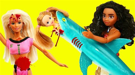 Moana Shark Attack Disney Princess Fights Shark And Barbie