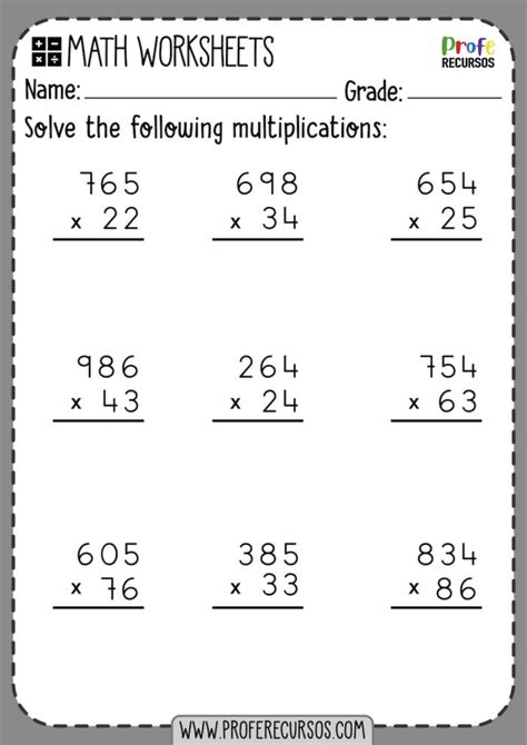 grade multiplication worksheets