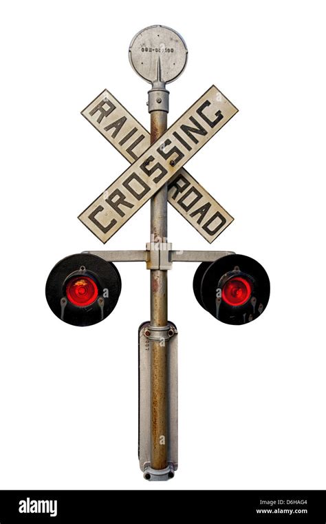 knockout imageold  railroad crossing bell  lights stock photo alamy