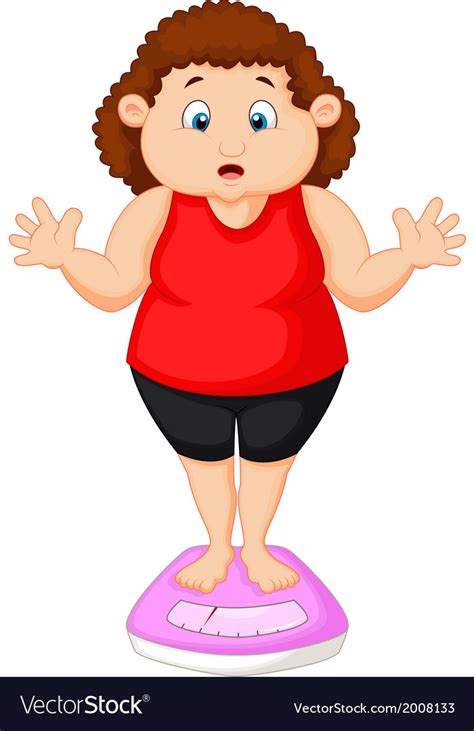 fat woman cartoon very worried with her weight vector image