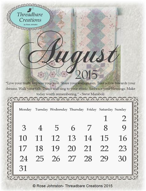 august calendar threadbare creations