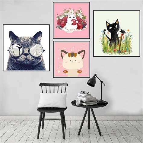 cute cat kitten canvas art painting poster unframed living room home