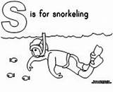 Snorkeling Coloring sketch template