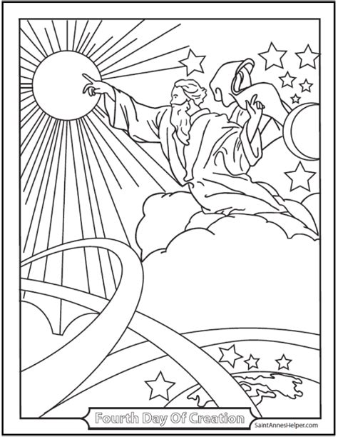 creation coloring pages god   sun moon  stars