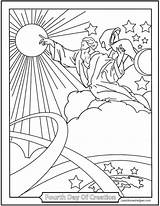 Creation Coloring Pages Moon Sun Stars God Jesus Days Commandments Ten Made Drawing Preschoolers Fourth Good Shepherd Heaven Earth Color sketch template