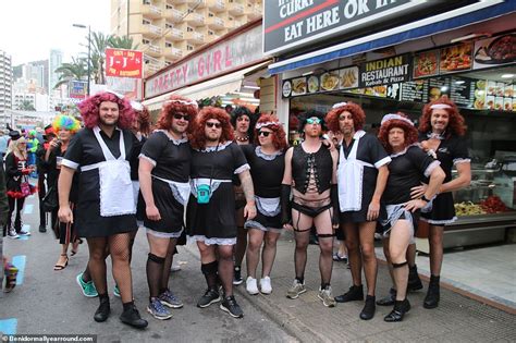 britons take part in benidorm bad taste fancy dress with some blacking up as gollies