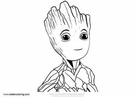 baby groot coloring page awesome baby groot coloring pages easy drawing