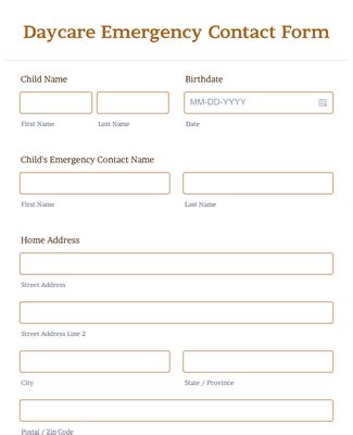 daycare emergency contact form template jotform