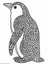 Zentangle Pinguin Coloring4free Tiere Penguins Erwachsene Pinguine Seals Wendell Mycoloring sketch template