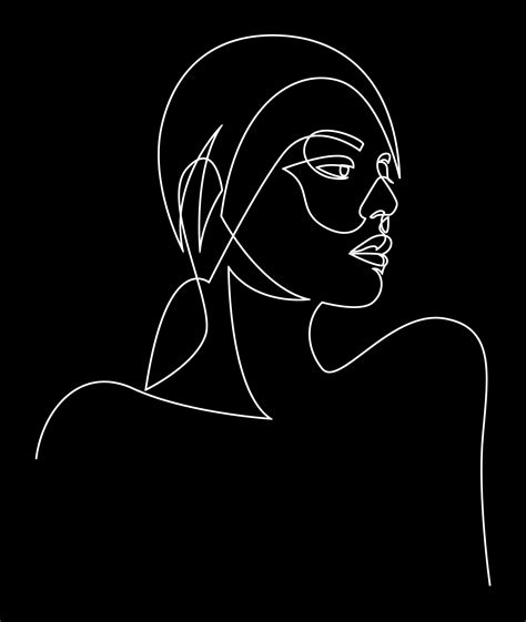 single  female portrait  black background abstract face art
