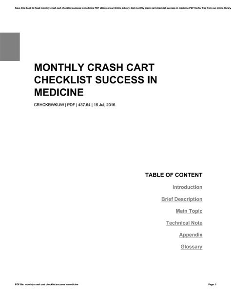 monthly crash cart checklist success  medicine  christafrazier