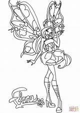 Flora Coloring Believix Pages Winx Club Drawing Lineart sketch template