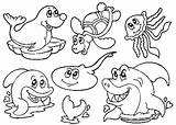 Coloring Pages Sea Animals Animal Creatures Kids Realistic Cute Ocean Sheet Drawing Print Animales Popular Para Line sketch template