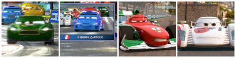 pixar fan cars  racing  pack nigel gearsley raoul caroule