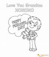 Mothers Happy Grandma Coloring Kids Sheet sketch template