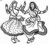 Coloring Indian Pages Dance Garba Sketch India Folk Colouring Dancers Line Dancing Dances Drawing Classical Cliparts Drawings Clipart Manipuri Girl sketch template
