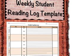 weekly student reading log template teaching resources