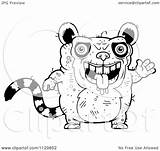 Ugly Waving Lemur Outlined Coloring Clipart Cartoon Vector Thoman Cory Royalty sketch template