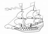 Coloring Sailing 17th Ship Century Large sketch template