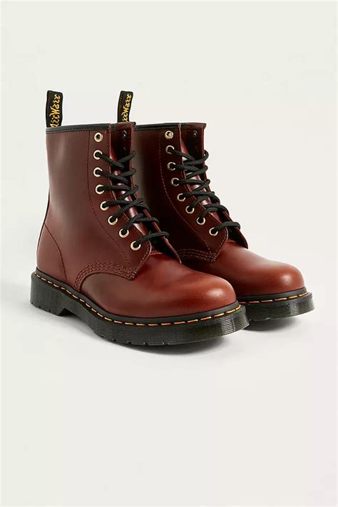 dr martens smooth cognac  eyelet boots urban outfitters uk