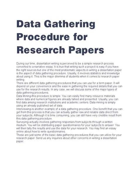 data gathering procedure  research papers