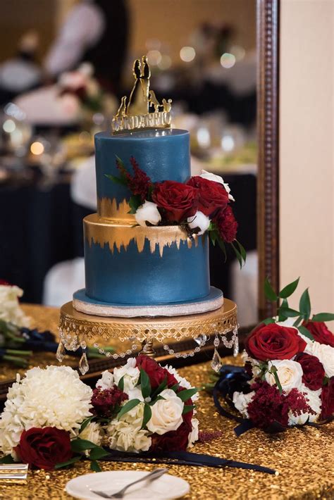 Navy And Gold Wedding Cake 4th Of July Wedding Ideas Via