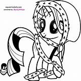 Rarity Coloring Pony Little Pages Coat Winter sketch template