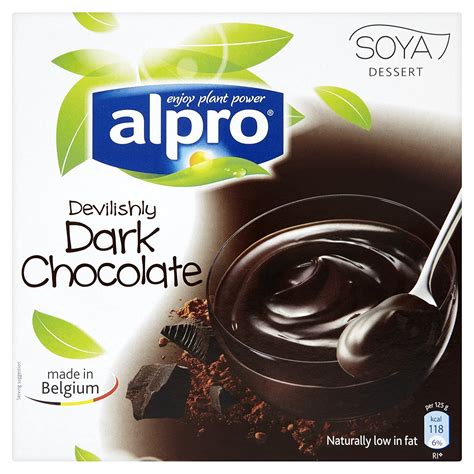 alpro devilishly dark chocolate soya dessert u h t 4 x 125g 500g