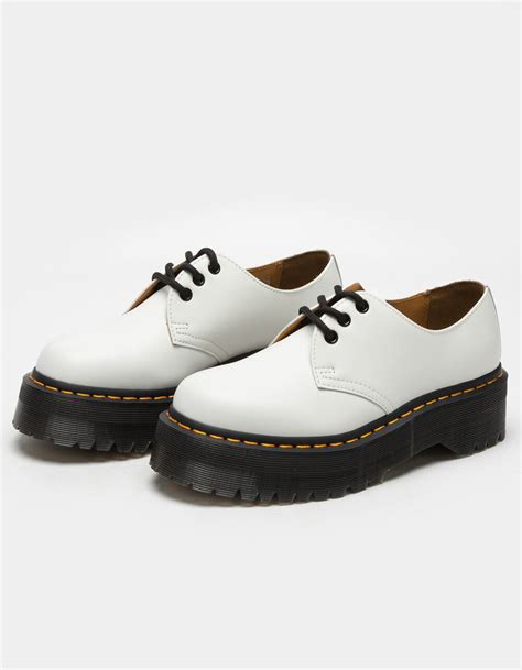 dr martens  quad smooth leather womens platform shoes white tillys