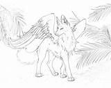 Wolf Coloring Winged Pages Wolves Wings Maned Pup Printable Drawing Cute Cool Animal Anime Color Baby Animals Print Drawings Sheets sketch template