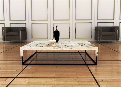 mesa de centro moderna en marmol  metal palisandro interiorismo