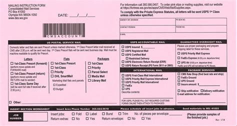 mailing instruction form  pink slip department