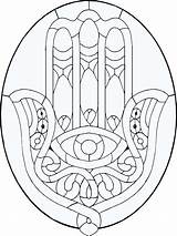 Hamsa Coloring Hand Pages Glass Patterns Stained Pattern Eye Evil Printable Mano Para Fatima Mandala Simple Symbolism Drawing Line Iqbal sketch template