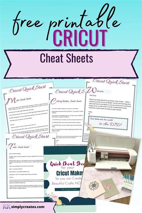 printable cricut cheat sheets  beginners cricut tutorials
