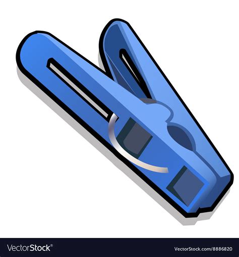 Blue Clothes Pin Closeup On A White Background Vector Image