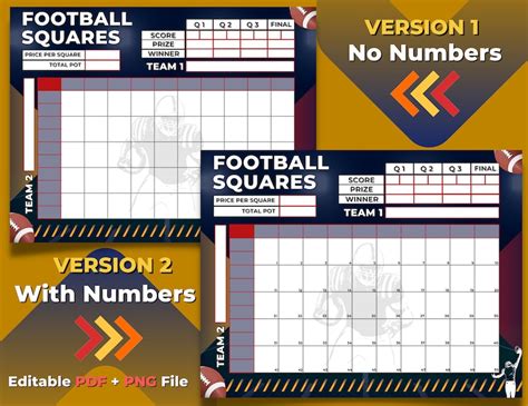 football squares  squares editable  template printable etsy